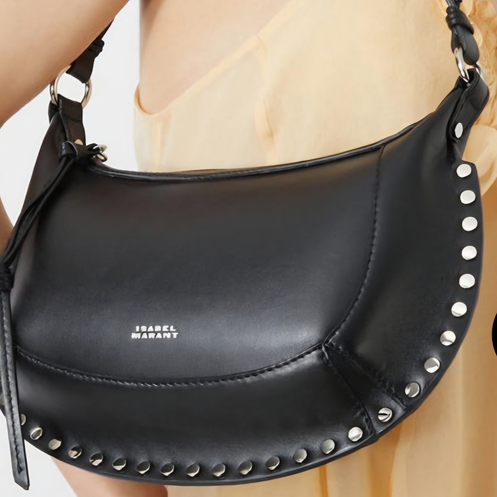 Isabel Marant Black Studded Crescent Shoulder Bag - Picture 2 of 9